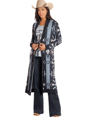 Panhandle LW95T04651 Womens Open Front Duster Cardigan Navy front view. If you need any assistance with this item or the purchase of this item please call us at five six one seven four eight eight eight zero one Monday through Saturday 10:00a.m EST to 8:00 p.m EST