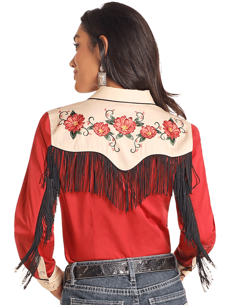 Panhandle LWN2S04681 Womens Embroidered Retro Snap Shirt Rust back view.If you need any assistance with this item or the purchase of this item please call us at five six one seven four eight eight eight zero one Monday through Saturday 10:00a.m EST to 8:00 p.m EST