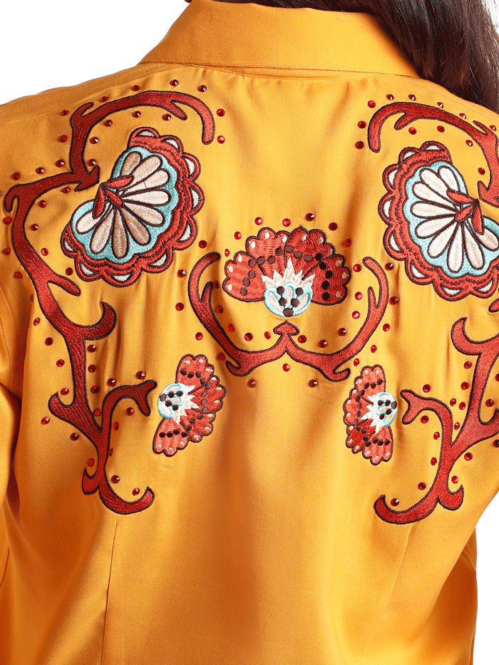 Panhandle LWN2S05818 Womens Embroidered Retro Snap Shirt Mustard Gold front view. If you need any assistance with this item or the purchase of this item please call us at five six one seven four eight eight eight zero one Monday through Saturday 10:00a.m EST to 8:00 p.m EST