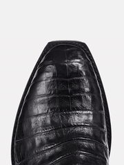 Lucchese M1636.14 Mens CHARLES Square Toe Belly Caiman Boots Black toe view. If you need any assistance with this item or the purchase of this item please call us at five six one seven four eight eight eight zero one Monday through Saturday 10:00a.m EST to 8:00 p.m EST