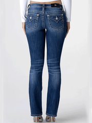 Miss Me M3636B96V Womens Hailey Jane Bootcut Jeans Medium Blue back view. If you need any assistance with this item or the purchase of this item please call us at five six one seven four eight eight eight zero one Monday through Saturday 10:00a.m EST to 8:00 p.m EST
