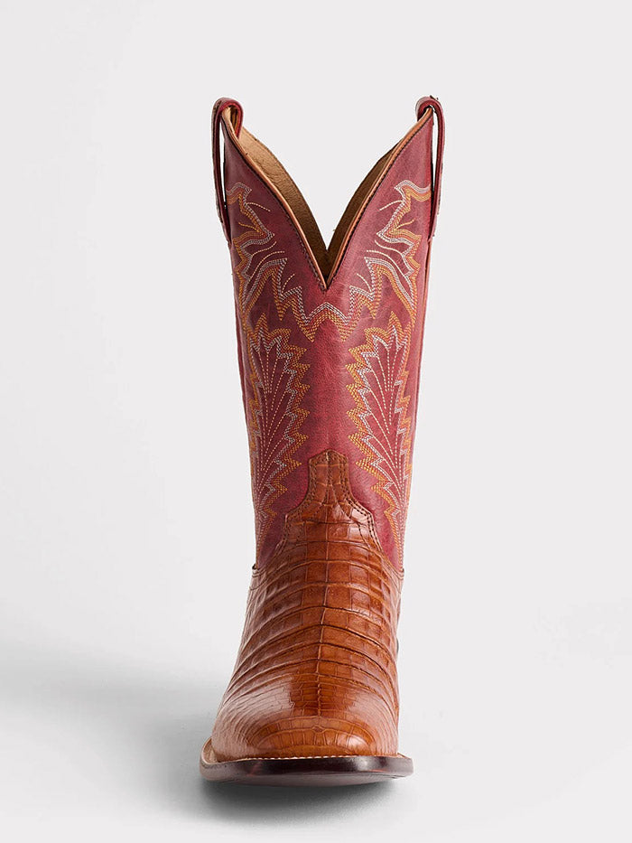 Lucchese M4496.WF-2037 Mens WYATT Ultra Belly Caiman Boots Sienna front and side view. If you need any assistance with this item or the purchase of this item please call us at five six one seven four eight eight eight zero one Monday through Saturday 10:00a.m EST to 8:00 p.m EST