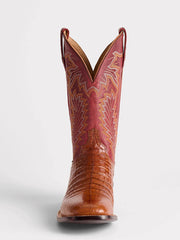 Lucchese M4496.WF-2037 Mens WYATT Ultra Belly Caiman Boots Sienna front view. If you need any assistance with this item or the purchase of this item please call us at five six one seven four eight eight eight zero one Monday through Saturday 10:00a.m EST to 8:00 p.m EST