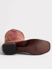 Lucchese M4496.WF-2037 Mens WYATT Ultra Belly Caiman Boots Sienna sole view. If you need any assistance with this item or the purchase of this item please call us at five six one seven four eight eight eight zero one Monday through Saturday 10:00a.m EST to 8:00 p.m EST