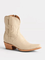 Lucchese M6073 Womens APRIL Cactus Side Zip Bootie Cream cactus side view. If you need any assistance with this item or the purchase of this item please call us at five six one seven four eight eight eight zero one Monday through Saturday 10:00a.m EST to 8:00 p.m EST