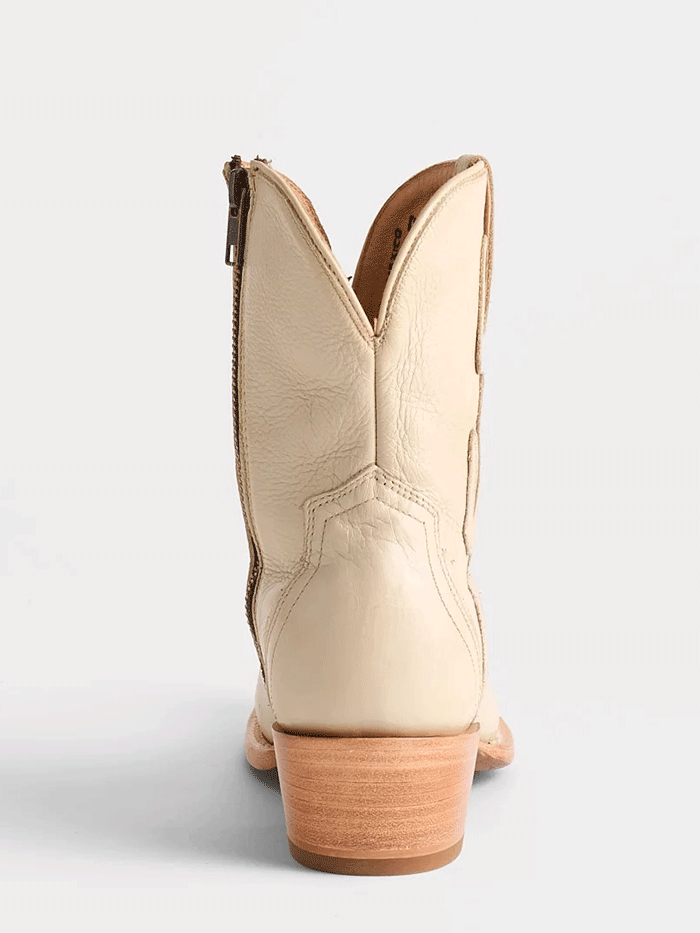 Lucchese M6073 Womens APRIL Cactus Side Zip Bootie Cream front and zipper side view. If you need any assistance with this item or the purchase of this item please call us at five six one seven four eight eight eight zero one Monday through Saturday 10:00a.m EST to 8:00 p.m EST