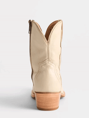 Lucchese M6073 Womens APRIL Cactus Side Zip Bootie Cream back view. If you need any assistance with this item or the purchase of this item please call us at five six one seven four eight eight eight zero one Monday through Saturday 10:00a.m EST to 8:00 p.m EST