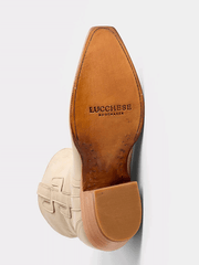 Lucchese M6073 Womens APRIL Cactus Side Zip Bootie Cream sole view. If you need any assistance with this item or the purchase of this item please call us at five six one seven four eight eight eight zero one Monday through Saturday 10:00a.m EST to 8:00 p.m EST