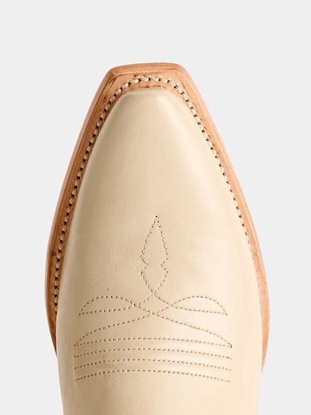 Lucchese M6073 Womens APRIL Cactus Side Zip Bootie Cream toe view. If you need any assistance with this item or the purchase of this item please call us at five six one seven four eight eight eight zero one Monday through Saturday 10:00a.m EST to 8:00 p.m EST