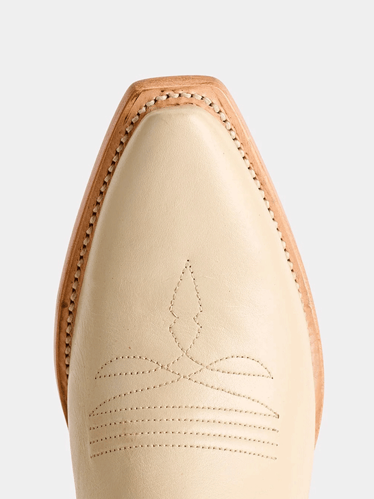 Lucchese M6073 Womens APRIL Cactus Side Zip Bootie Cream toe view. If you need any assistance with this item or the purchase of this item please call us at five six one seven four eight eight eight zero one Monday through Saturday 10:00a.m EST to 8:00 p.m EST
