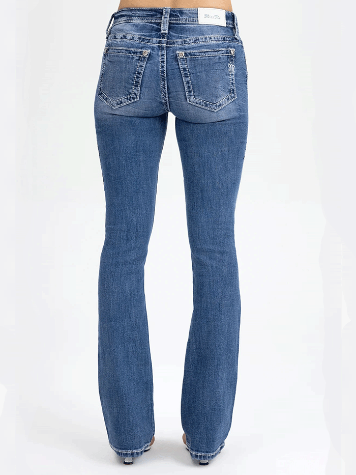 Miss Me M9564BV Womens Jesse Bootcut Jeans Medium Blue front view. If you need any assistance with this item or the purchase of this item please call us at five six one seven four eight eight eight zero one Monday through Saturday 10:00a.m EST to 8:00 p.m EST