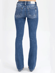 Miss Me M9564BV Womens Jesse Bootcut Jeans Medium Blue back view. If you need any assistance with this item or the purchase of this item please call us at five six one seven four eight eight eight zero one Monday through Saturday 10:00a.m EST to 8:00 p.m EST