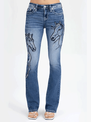Miss Me M9564BV Womens Jesse Bootcut Jeans Medium Blue front view. If you need any assistance with this item or the purchase of this item please call us at five six one seven four eight eight eight zero one Monday through Saturday 10:00a.m EST to 8:00 p.m EST