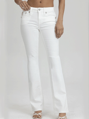 Miss Me M9605B Womens Mid Rise Boot Jeans White front view. If you need any assistance with this item or the purchase of this item please call us at five six one seven four eight eight eight zero one Monday through Saturday 10:00a.m EST to 8:00 p.m EST
