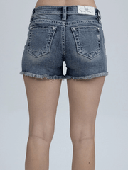 Miss Me M9606H Womens Dilrose Crystal Horse Shorts Medium Wash back view. If you need any assistance with this item or the purchase of this item please call us at five six one seven four eight eight eight zero one Monday through Saturday 10:00a.m EST to 8:00 p.m EST
