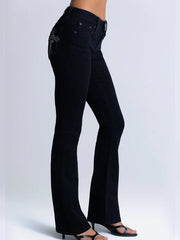 Miss Me M9711BL Womens Piper Bootcut Jeans Black side view. If you need any assistance with this item or the purchase of this item please call us at five six one seven four eight eight eight zero one Monday through Saturday 10:00a.m EST to 8:00 p.m EST