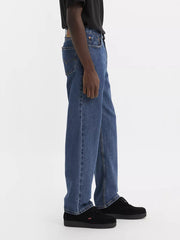 Levi’s 005054886 Mens 505 Regular Fit Jeans Dark Stonewash side view. If you need any assistance with this item or the purchase of this item please call us at five six one seven four eight eight eight zero one Monday through Saturday 10:00a.m EST to 8:00 p.m EST
