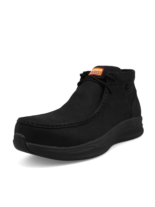 Twisted X MCAUN02 Mens Ultralite X Nano Toe Lace Up Work Shoe Midnight Black front and side view. If you need any assistance with this item or the purchase of this item please call us at five six one seven four eight eight eight zero one Monday through Saturday 10:00a.m EST to 8:00 p.m EST
