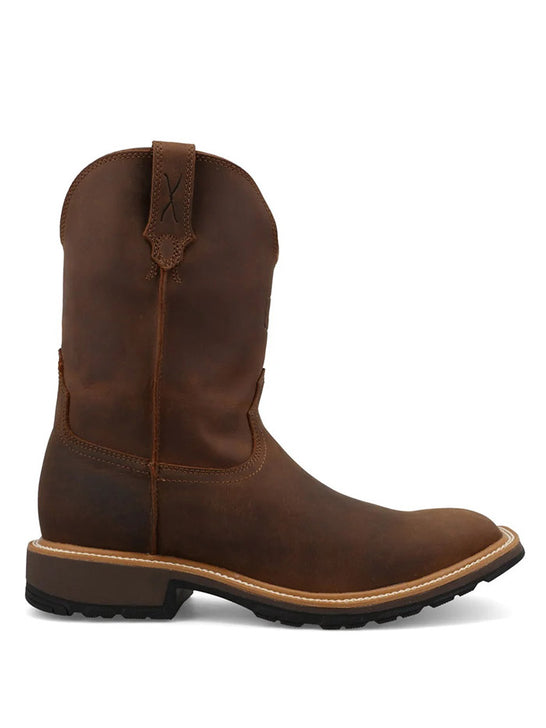 Twisted X MCW0011 Mens 10 Inch Cowboy Work Boot Dark Brown side view. If you need any assistance with this item or the purchase of this item please call us at five six one seven four eight eight eight zero one Monday through Saturday 10:00a.m EST to 8:00 p.m EST