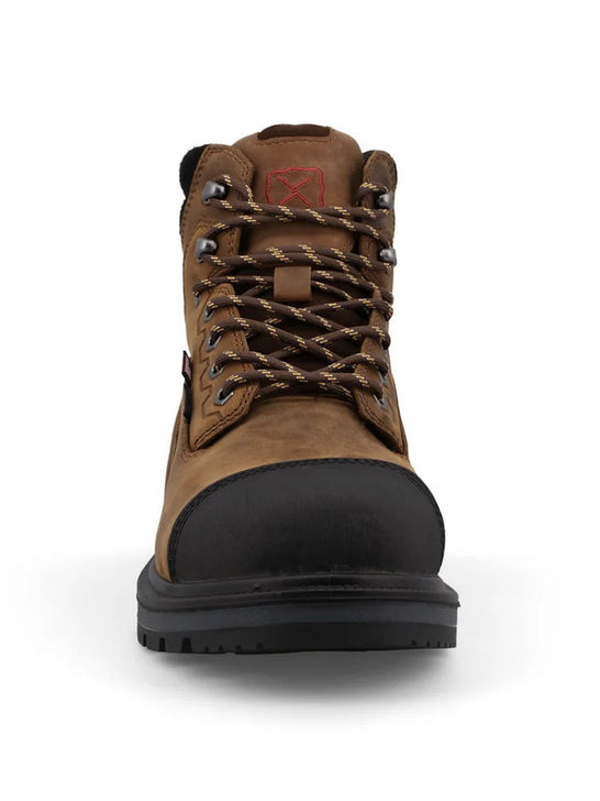 Twisted X MDANW01 Mens 6 Inch Nano Toe Work Boot Brown & Black front view. If you need any assistance with this item or the purchase of this item please call us at five six one seven four eight eight eight zero one Monday through Saturday 10:00a.m EST to 8:00 p.m EST