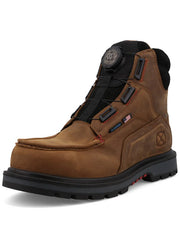 Twisted X MDANW02 Mens 6 Inch Nano Toe Work Boot Brown & Black side / front view. If you need any assistance with this item or the purchase of this item please call us at five six one seven four eight eight eight zero one Monday through Saturday 10:00a.m EST to 8:00 p.m EST