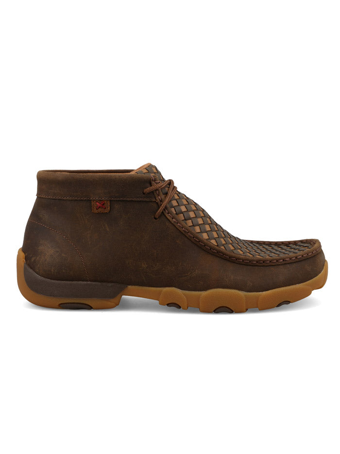 Twisted X MDM0108 Mens Chukka Driving Moc Earth And Tan front and side view. If you need any assistance with this item or the purchase of this item please call us at five six one seven four eight eight eight zero one Monday through Saturday 10:00a.m EST to 8:00 p.m EST
