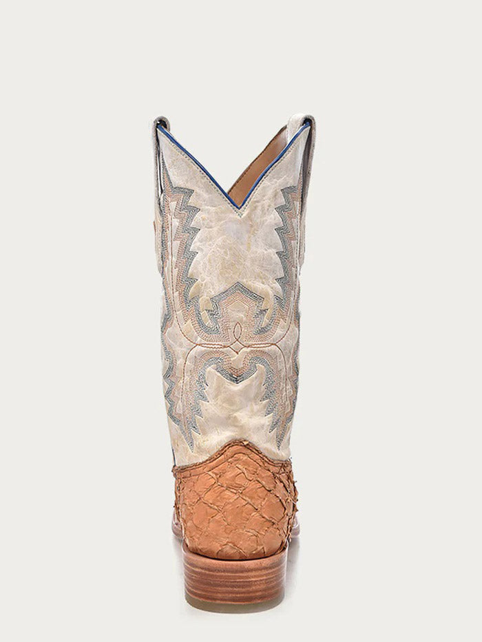 Corral A4050 Mens Pirarucu Embroidery Wide Square Toe Boot Cognac And White front and side view. If you need any assistance with this item or the purchase of this item please call us at five six one seven four eight eight eight zero one Monday through Saturday 10:00a.m EST to 8:00 p.m EST

