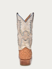 Corral A4050 Mens Pirarucu Embroidery Wide Square Toe Boot Cognac And White back view. If you need any assistance with this item or the purchase of this item please call us at five six one seven four eight eight eight zero one Monday through Saturday 10:00a.m EST to 8:00 p.m EST
