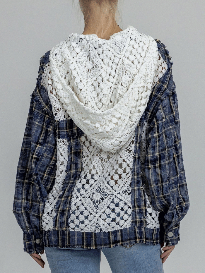 Miss Me MJ0860L Womens Multi Media Jacket Blue front view. If you need any assistance with this item or the purchase of this item please call us at five six one seven four eight eight eight zero one Monday through Saturday 10:00a.m EST to 8:00 p.m EST
