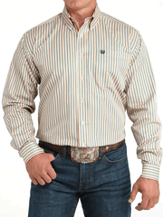 Cinch MTW1105963 Mens TENCEL Classic Fit Button Down Western Shirt Cream front view. If you need any assistance with this item or the purchase of this item please call us at five six one seven four eight eight eight zero one Monday through Saturday 10:00a.m EST to 8:00 p.m EST