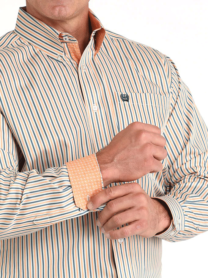 Cinch MTW1105963 Mens TENCEL Classic Fit Button Down Western Shirt Cream front view. If you need any assistance with this item or the purchase of this item please call us at five six one seven four eight eight eight zero one Monday through Saturday 10:00a.m EST to 8:00 p.m EST