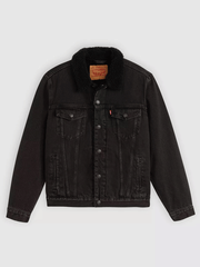 Levis 163650276 Mens Type 3 Sherpa Trucker Jacket Black alternate front view. If you need any assistance with this item or the purchase of this item please call us at five six one seven four eight eight eight zero one Monday through Saturday 10:00a.m EST to 8:00 p.m EST