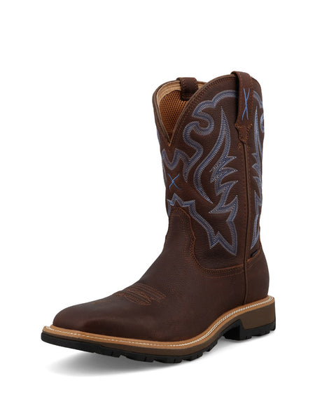 Twisted X MUW0001 Mens 11 in UltraLite X Work Boot Hickory Brown front and side view. If you need any assistance with this item or the purchase of this item please call us at five six one seven four eight eight eight zero one Monday through Saturday 10:00a.m EST to 8:00 p.m EST

