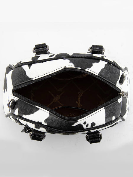 Wrangler WG399-5112BKCOW Womens Cow Print Satchel/Crossbody Bag Black inside view. If you need any assistance with this item or the purchase of this item please call us at five six one seven four eight eight eight zero one Monday through Saturday 10:00a.m EST to 8:00 p.m EST