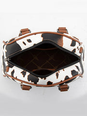 Wrangler WG399-5112BRCOW Womens Cow Print Satchel/Crossbody Bag Brown inside view. If you need any assistance with this item or the purchase of this item please call us at five six one seven four eight eight eight zero one Monday through Saturday 10:00a.m EST to 8:00 p.m EST