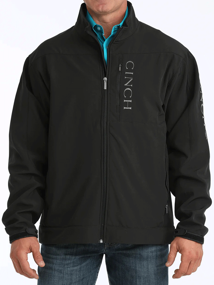 Cinch MWJ1043014 Mens Conceal Carry Bonded Jacket Black side view. If you need any assistance with this item or the purchase of this item please call us at five six one seven four eight eight eight zero one Monday through Saturday 10:00a.m EST to 8:00 p.m EST