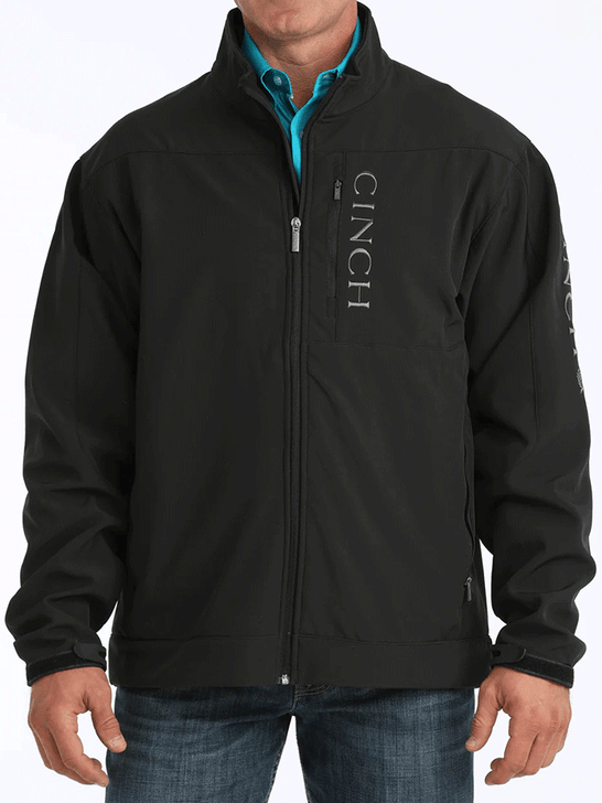 Cinch MWJ1043014 Mens Conceal Carry Bonded Jacket Black front view. If you need any assistance with this item or the purchase of this item please call us at five six one seven four eight eight eight zero one Monday through Saturday 10:00a.m EST to 8:00 p.m EST