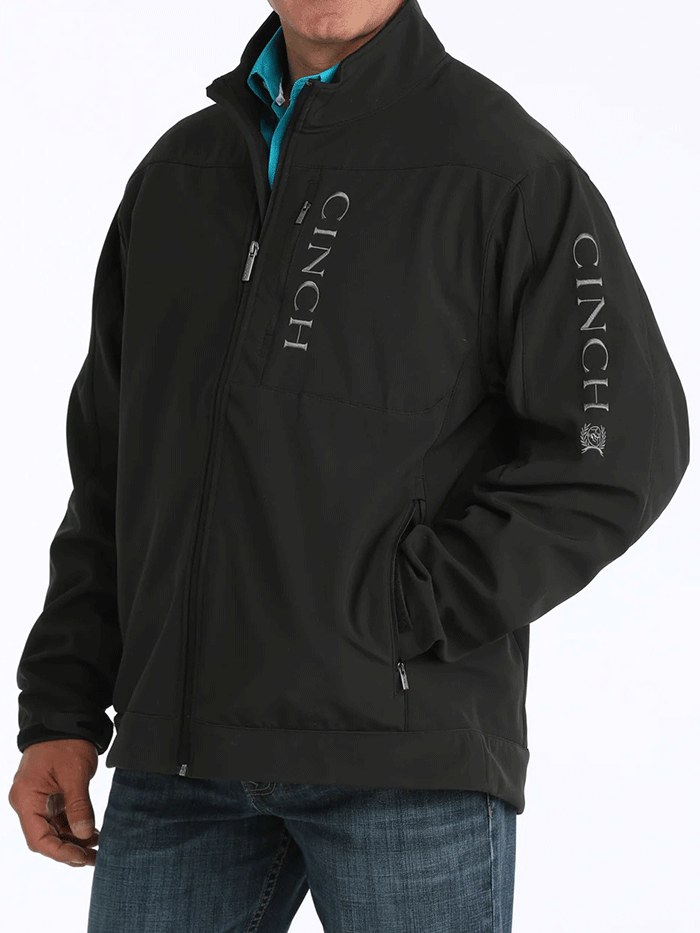 Cinch MWJ1043014 Mens Conceal Carry Bonded Jacket Black side view. If you need any assistance with this item or the purchase of this item please call us at five six one seven four eight eight eight zero one Monday through Saturday 10:00a.m EST to 8:00 p.m EST