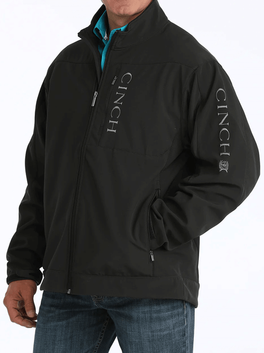 Cinch MWJ1043014 Mens Conceal Carry Bonded Jacket Black side view. If you need any assistance with this item or the purchase of this item please call us at five six one seven four eight eight eight zero one Monday through Saturday 10:00a.m EST to 8:00 p.m EST