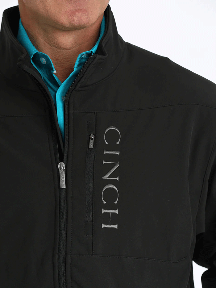 Cinch MWJ1043014 Mens Conceal Carry Bonded Jacket Black side view. If you need any assistance with this item or the purchase of this item please call us at five six one seven four eight eight eight zero one Monday through Saturday 10:00a.m EST to 8:00 p.m EST