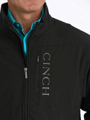 Cinch MWJ1043014 Mens Conceal Carry Bonded Jacket Black close up. If you need any assistance with this item or the purchase of this item please call us at five six one seven four eight eight eight zero one Monday through Saturday 10:00a.m EST to 8:00 p.m EST