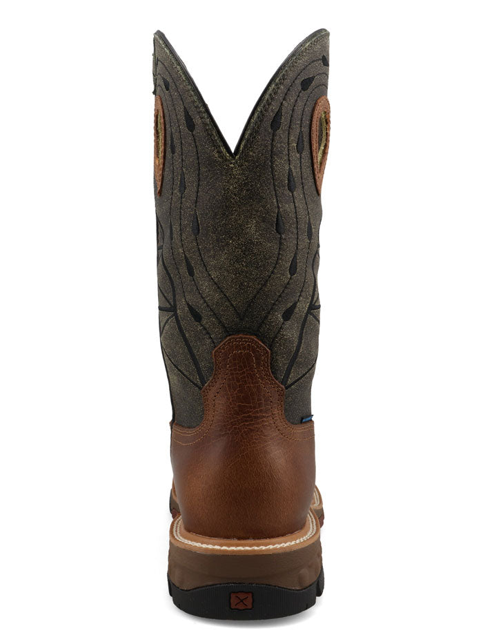 Twisted X MXBNW11 Mens Waterproof Nano Toe Western Work Boot Lion & Dark Olive side / front view. If you need any assistance with this item or the purchase of this item please call us at five six one seven four eight eight eight zero one Monday through Saturday 10:00a.m EST to 8:00 p.m EST