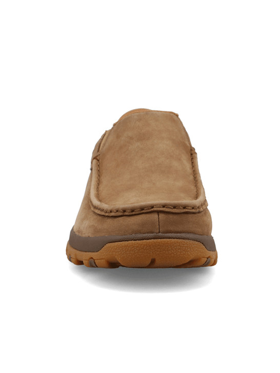 Twisted X MXC0022 Mens Slip On Driving Moc Camel Tan full front view. If you need any assistance with this item or the purchase of this item please call us at five six one seven four eight eight eight zero one Monday through Saturday 10:00a.m EST to 8:00 p.m EST
