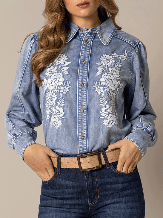 Kimes Ranch MAE Womens  Light Wash Indigo front view. If you need any assistance with this item or the purchase of this item please call us at five six one seven four eight eight eight zero one Monday through Saturday 10:00a.m EST to 8:00 p.m EST