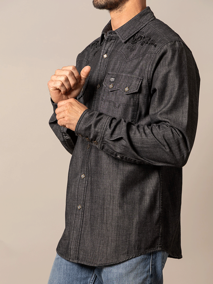 Kimes Ranch MEMPHIS Mens Long Sleeve Western Shirt Black Out front view. If you need any assistance with this item or the purchase of this item please call us at five six one seven four eight eight eight zero one Monday through Saturday 10:00a.m EST to 8:00 p.m EST
