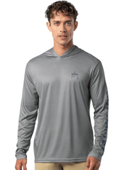 Guy Harvey GHV56925-SIL Mens Bass Diamond UPF 50 Sun Protection Hoodie Silver front view. If you need any assistance with this item or the purchase of this item please call us at five six one seven four eight eight eight zero one Monday through Saturday 10:00a.m EST to 8:00 p.m EST
