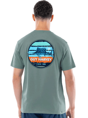 Guy Harvey GHV56931-BS Mens Circle Stripes Lightweight Pocket Tee Blue Surf back view. If you need any assistance with this item or the purchase of this item please call us at five six one seven four eight eight eight zero one Monday through Saturday 10:00a.m EST to 8:00 p.m EST