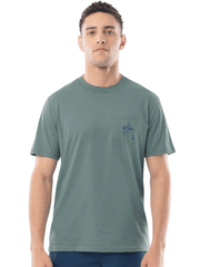 Guy Harvey GHV56931-BS Mens Circle Stripes Lightweight Pocket Tee Blue Surf front view. If you need any assistance with this item or the purchase of this item please call us at five six one seven four eight eight eight zero one Monday through Saturday 10:00a.m EST to 8:00 p.m EST