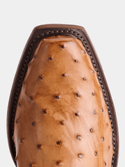 Lucchese N1156.73 Mens LUKE Full Quill Ostrich Western Boots Barnwood Tan toe view. If you need any assistance with this item or the purchase of this item please call us at five six one seven four eight eight eight zero one Monday through Saturday 10:00a.m EST to 8:00 p.m EST