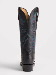 Lucchese N4091.54-1001 Womens DOLLY Full Quill Ostrich Boots Black